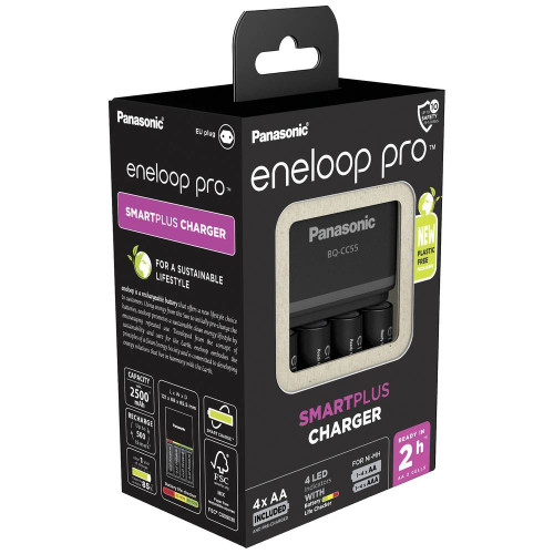 Panasonic Snellader BQ-CC55 + 4x AA Eneloop Pro 2550mAh