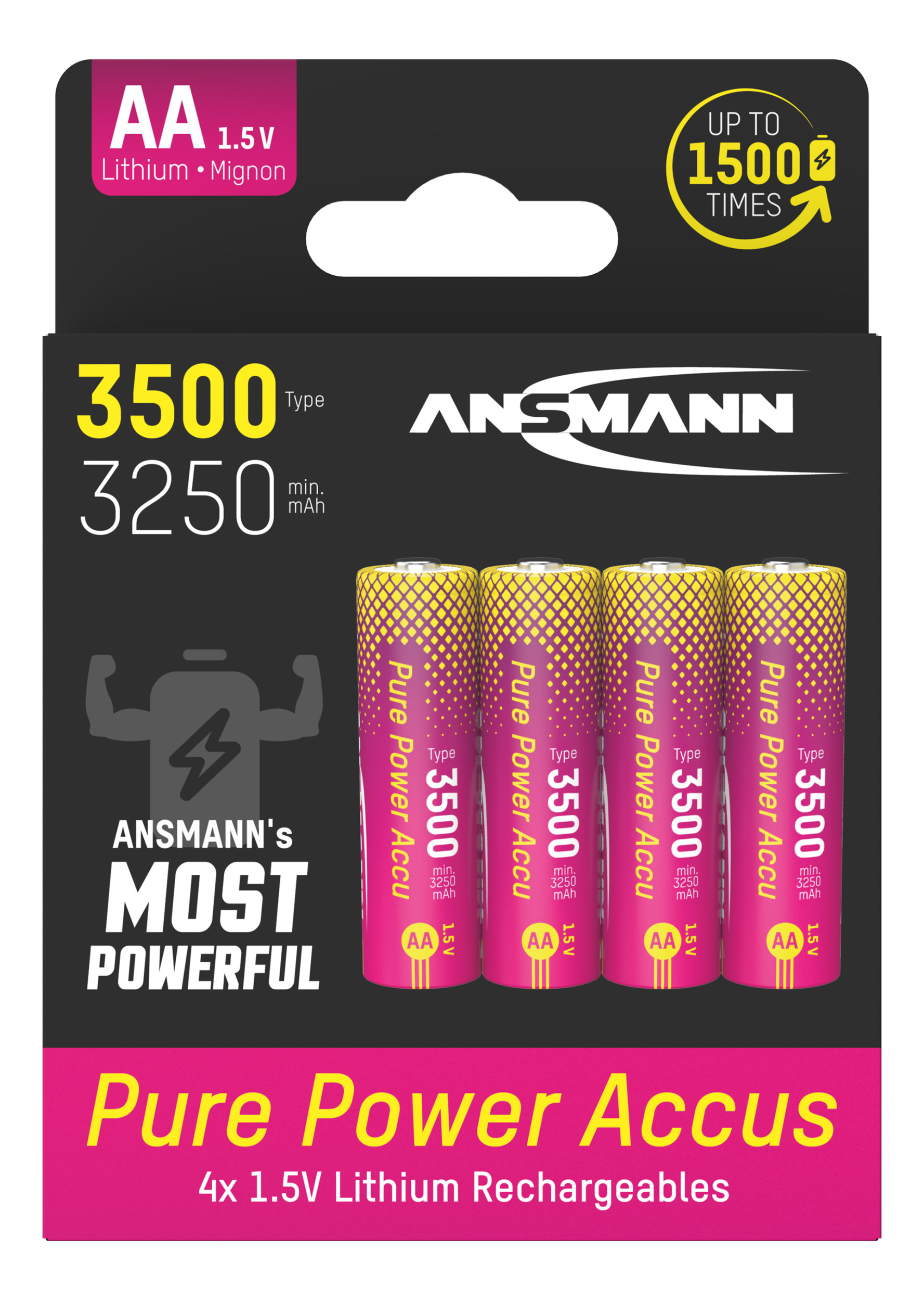 Ansmann AA Li-Ion 1,5V 3500mAh Oplaadbaar Pure Power 4x
